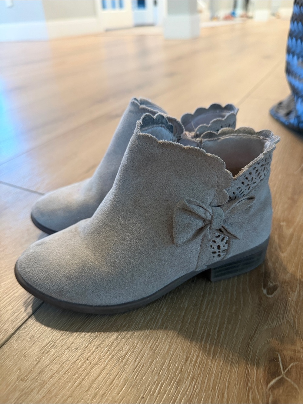jumping beans Taupe Suede Scalloped Ankle Boots with Bow